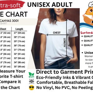 Unisex adult t-shirt, quality apparel, soft shirt, size chart included, eco-friendly inks, breathable fabric, no peeling, best gift