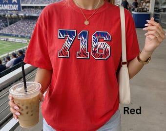 716 Buffalo Shirt, Comfort Colors® Striped Football Tee, WNY Game Day Outfit Gift Men Women
