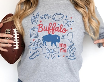 Buffalo Crewneck Sweatshirt Women, Funny Buffalo Football Shirt, Gift for Game Day Fans