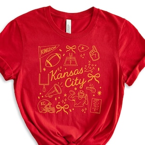 Kansas City graphic tee, fun Kansas City gift, football fan shirt, KC souvenir, cute Kansas City T-shirt, unique KC apparel women