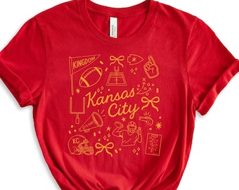 Cute Kansas City Shirt Women, Trendy Kansas City Football Tees, Doodle Kansas City Shirt, Retro Womens KC Crewneck Sweatshirt, Game Day Top
