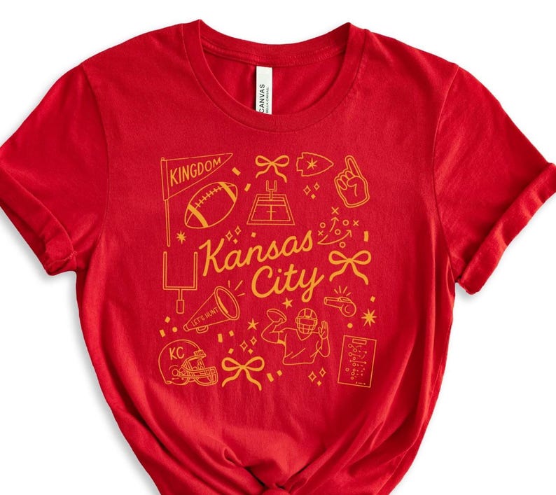 Kansas City graphic tee, fun Kansas City gift, football fan shirt, KC souvenir, cute Kansas City T-shirt, unique KC apparel women