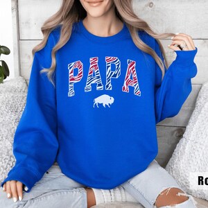 PAPA sweatshirt Buffalo print gift for dad unisex blue sweater cozy long sleeve crewneck Father's Day present