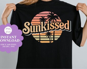 Sunkissed Retro Vaintage PNG, Summer PNG Beach Life t-shirt Designs of Summer T Shirt Design PNG Vacation Svg Png summer vibes png beach svg