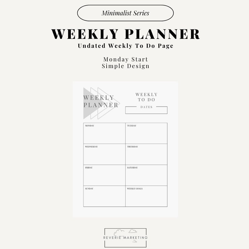 Printable Weekly Planner | Weekly Reflection | Minimalist Design - Etsy