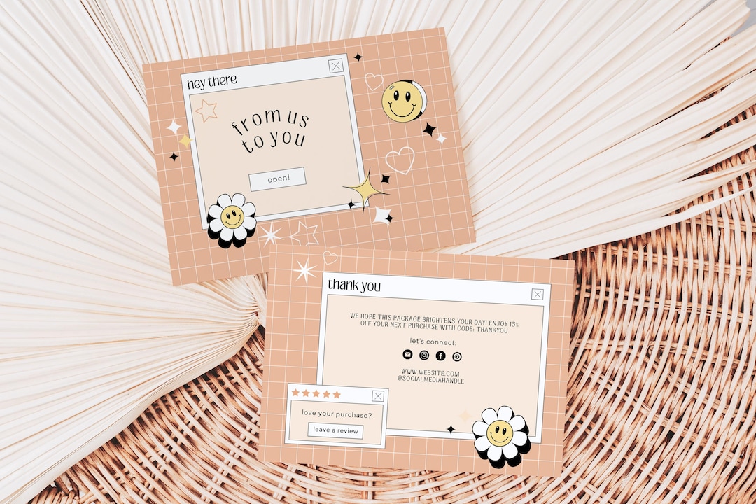 Small Business Thank You Card Canva Template, Retro Thank You Template ...