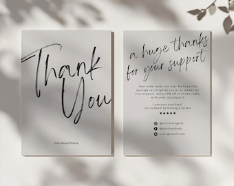Minimalist Business Thank You Card Canva Template, Printable Thank You For Your Purchase, Thank You For Your Order, Editable Order Insert