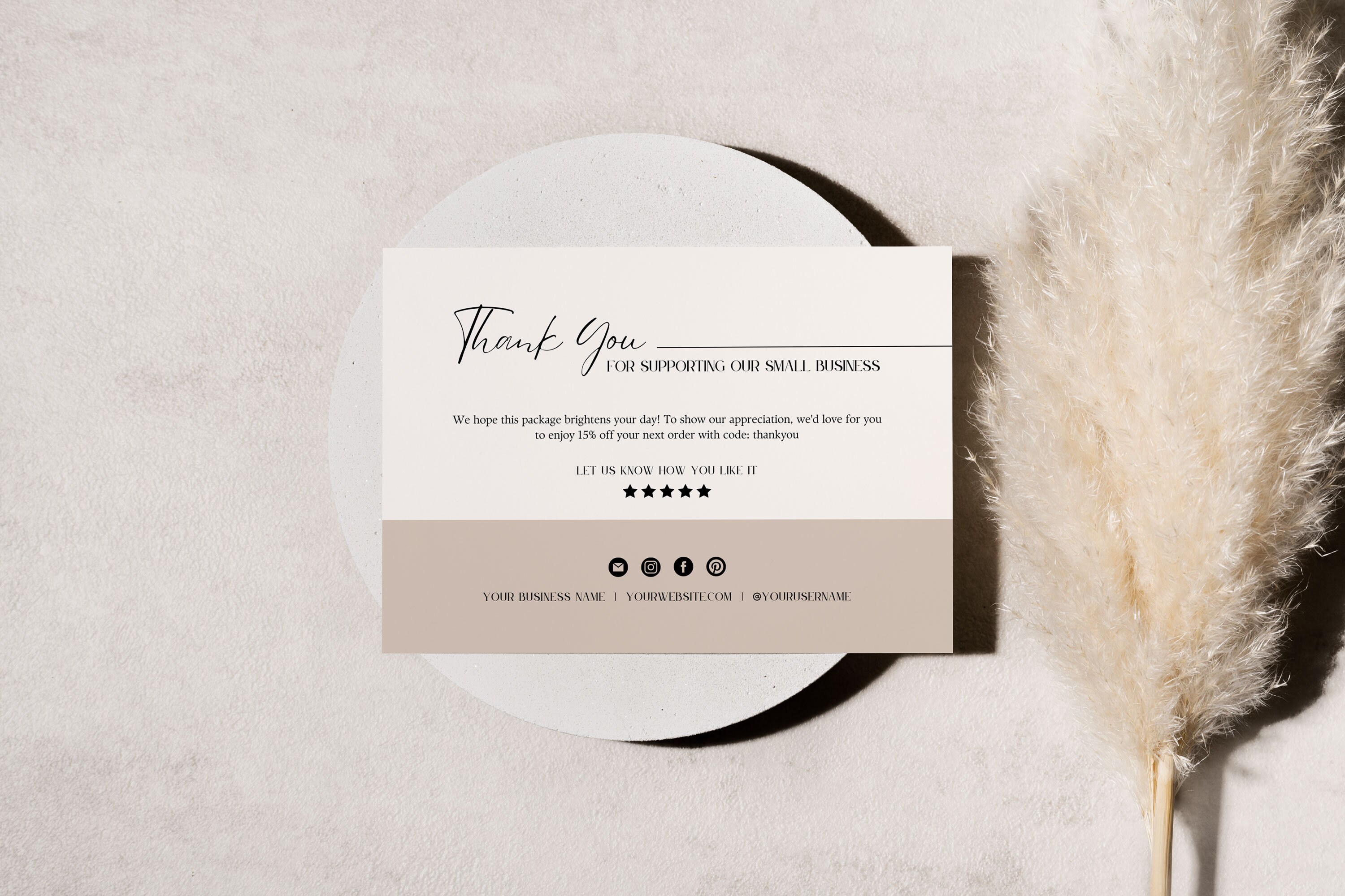 Editable Thank You Card Canva Template Printable Thank for Your ...