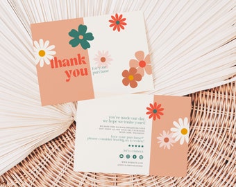 Groovy Business Thank You Canva Template - Etsy