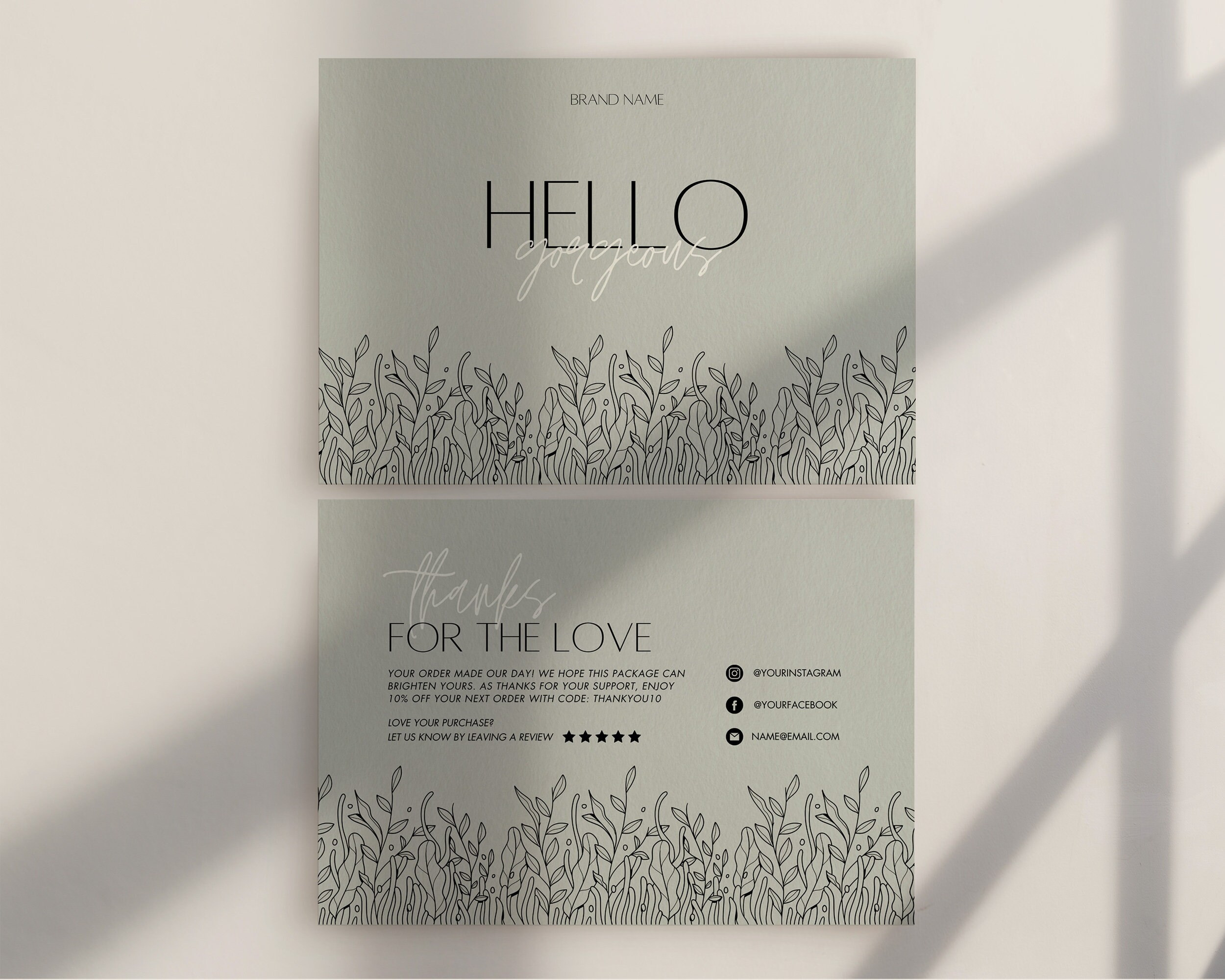 Editable in Canva Boho Business Thank You Insert Card Template Modern ...