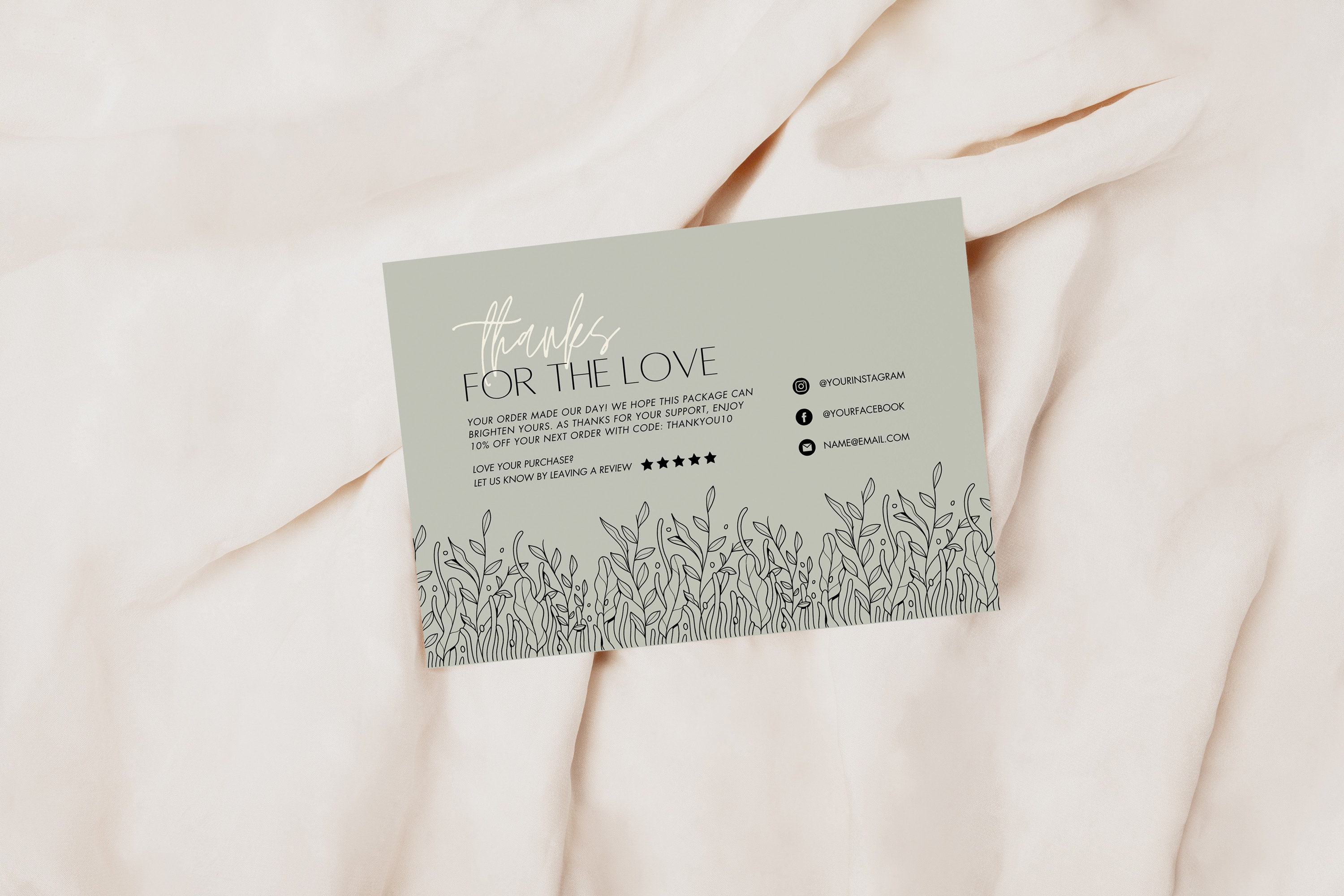 Editable in Canva Boho Business Thank You Insert Card Template Modern ...