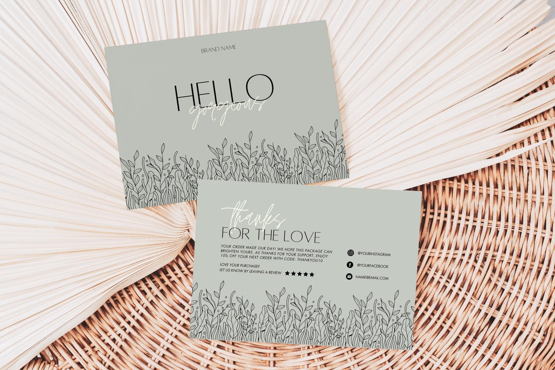 Editable in Canva Boho Business Thank You Insert Card Template Modern ...