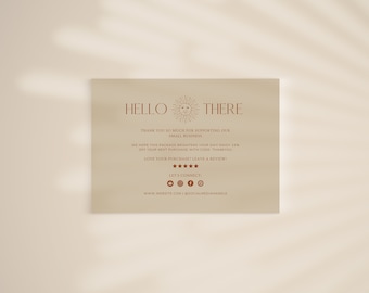 Boho Small Business Danke-Karte Canva Vorlage, druckbare danke für Ihre Kauf-Karte, Packungsbeilage, danke für Ihre Bestellung
