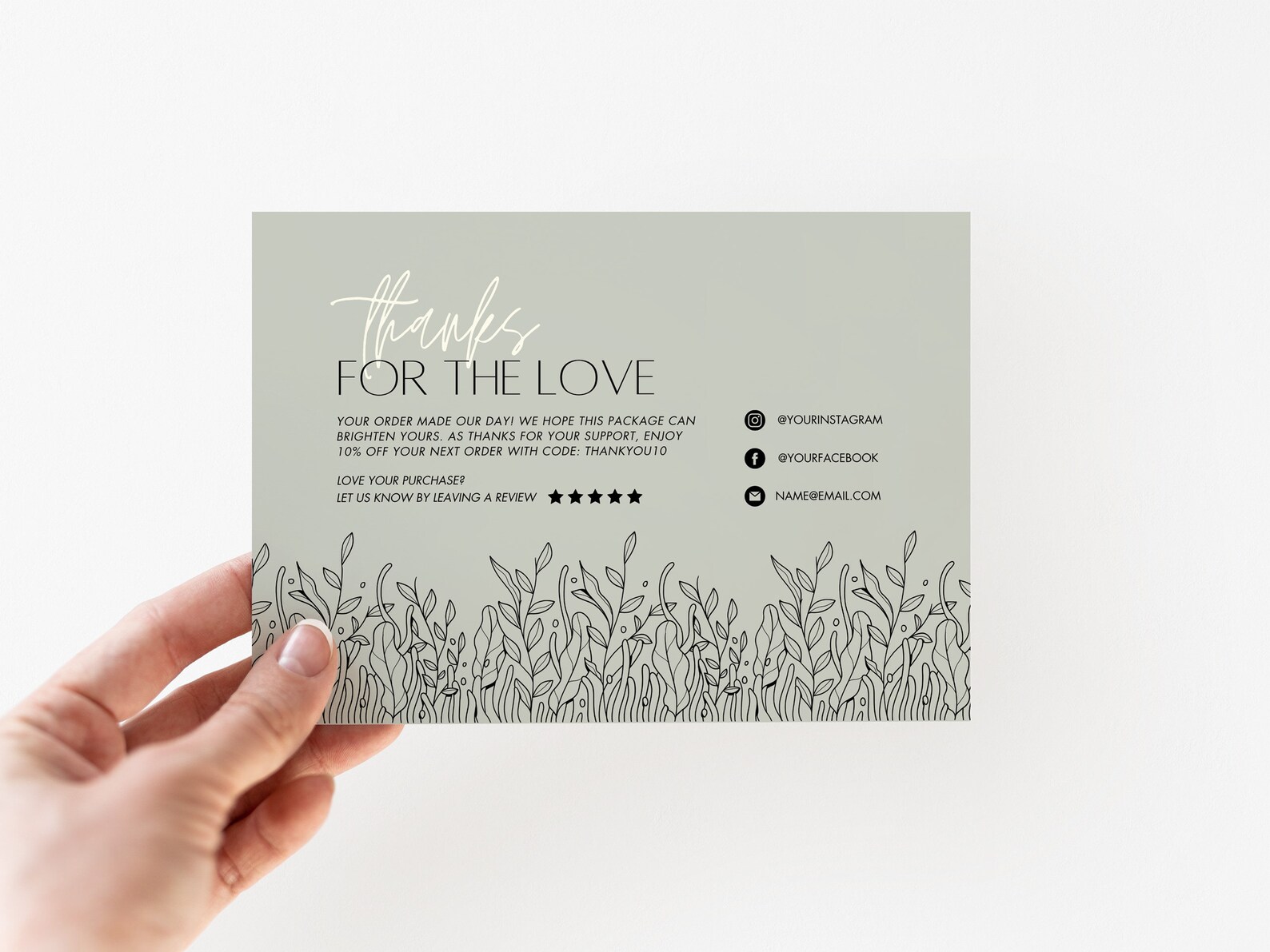 Editable in Canva Boho Business Thank You Insert Card Template Modern ...