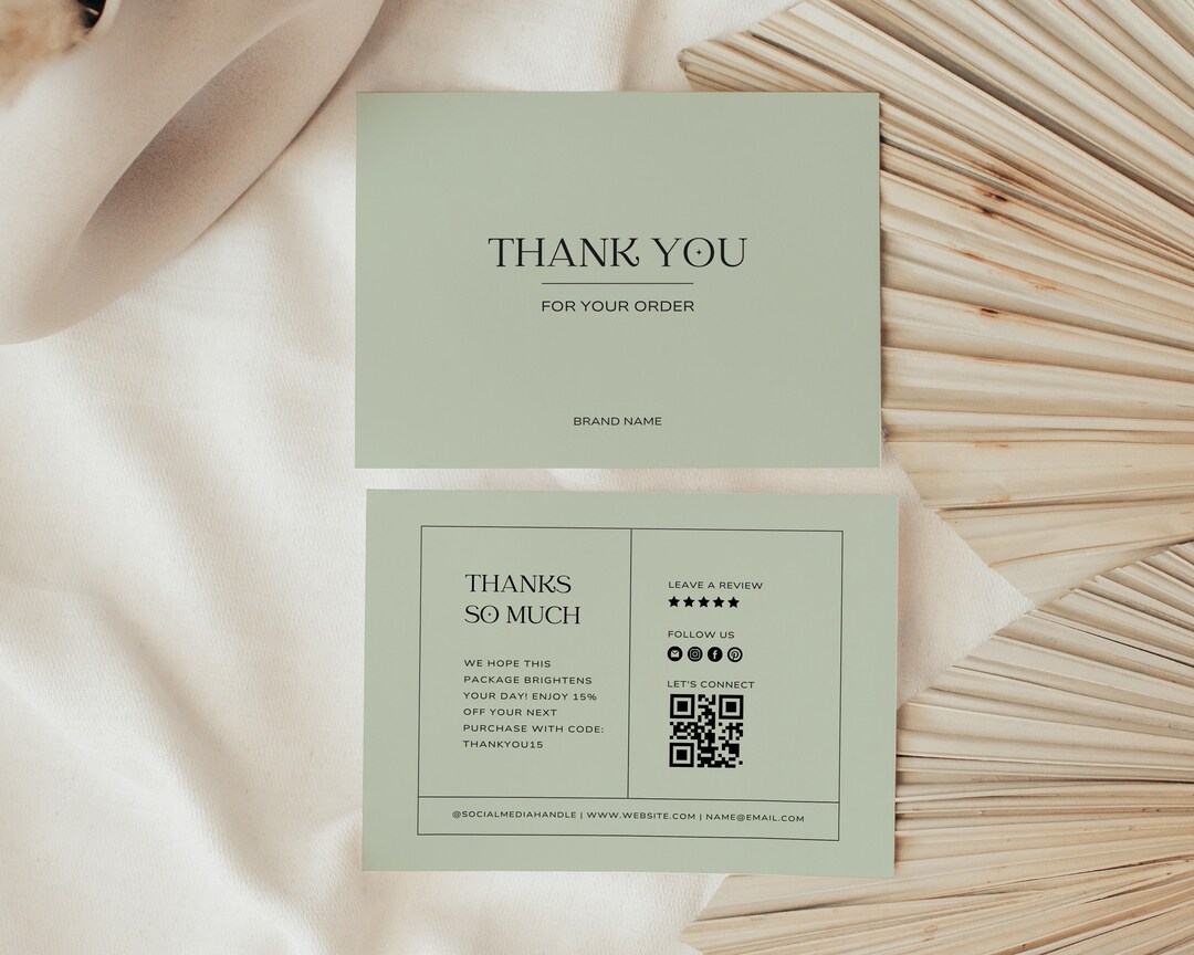 Modern Business Thank You Card Canva Template, Elegant Thank You ...