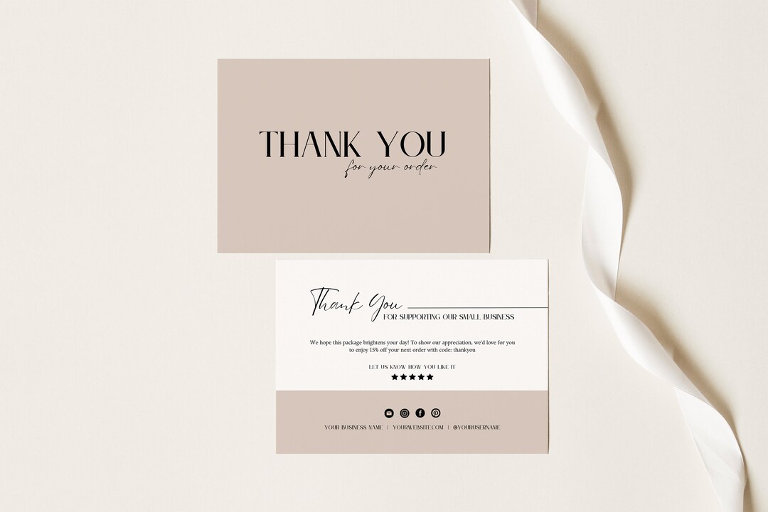 Editable Thank You Card Canva Template Printable Thank for Your ...