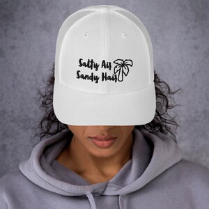 Beach Trucker Cap, Salty Air Sandy Hair, Beach Wear, Beach Ball Cap,