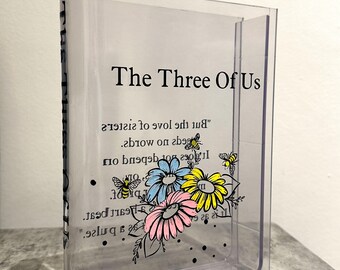 Personalized custom made gift book cover design - add your text/ message to this Acrylic Transparent Book Shaped Flower Vase For her him mum