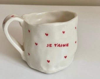 Love Mug  — Dainty Handmade Ceramic | Hand Painted Coffee | Tea | Amour | je t’aime