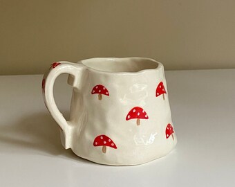 Mushroom Mug | Dainty | Autumn Fall — Handmade Ceramic Hand Painted