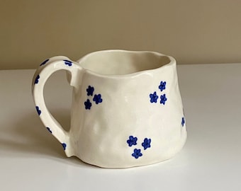 Blue Dreams Mug | Dainty Flowers  — Handmade Ceramic Hand Painted