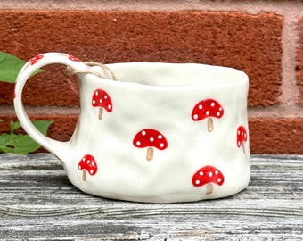 Mushroom Mug | Dainty | Handmade Ceramic Hand Painted | Gift