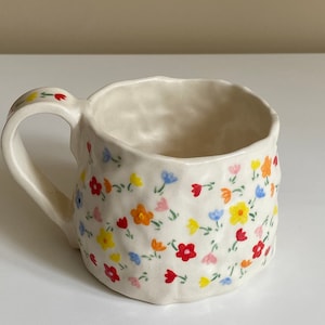 Dainty Flower Mug — Handmade Ceramic Hand Painted