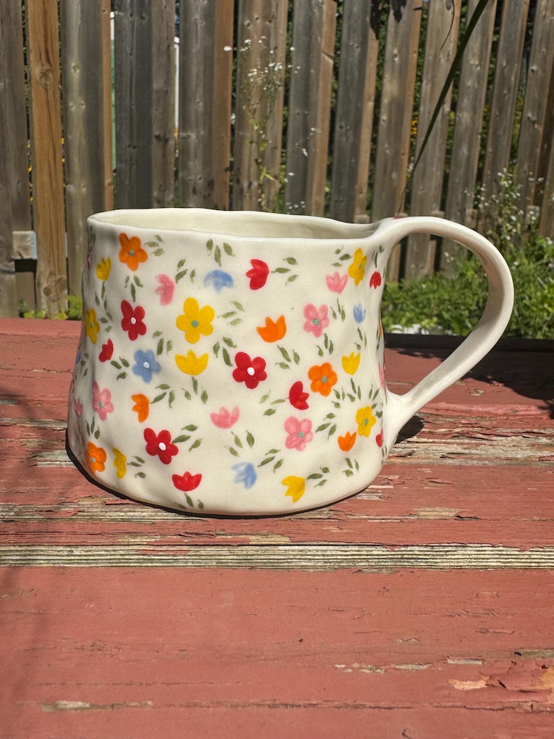 Dainty Flower Mug — Handmade Ceramic Hand Painted Gift - Etsy