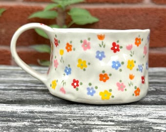 Cottagecore Flower Mug — Handmade Ceramic Hand Painted Dainty