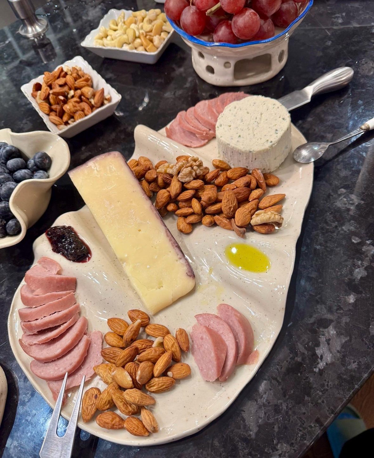 Handmade Charcuterie Platter | Ceramic Stoneware Wave | Wonky - Medium