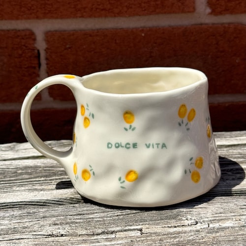 Lemon Mug | Dolce Vita— Dainty Handmade Ceramic | Hand Painted Coffee | Tea | Amalfi | Gift