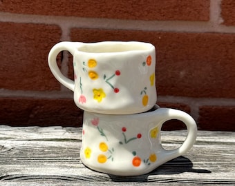 Summer Espresso Cup Set — Amalfi Handmade Ceramic Dainty Flower Hand Painted