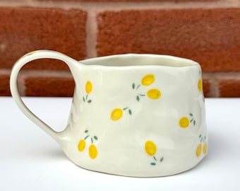 Positano Lemon Mug — Dainty Handmade Ceramic Lemon | Hand Painted Coffee | Tea | Amalfi | Gift