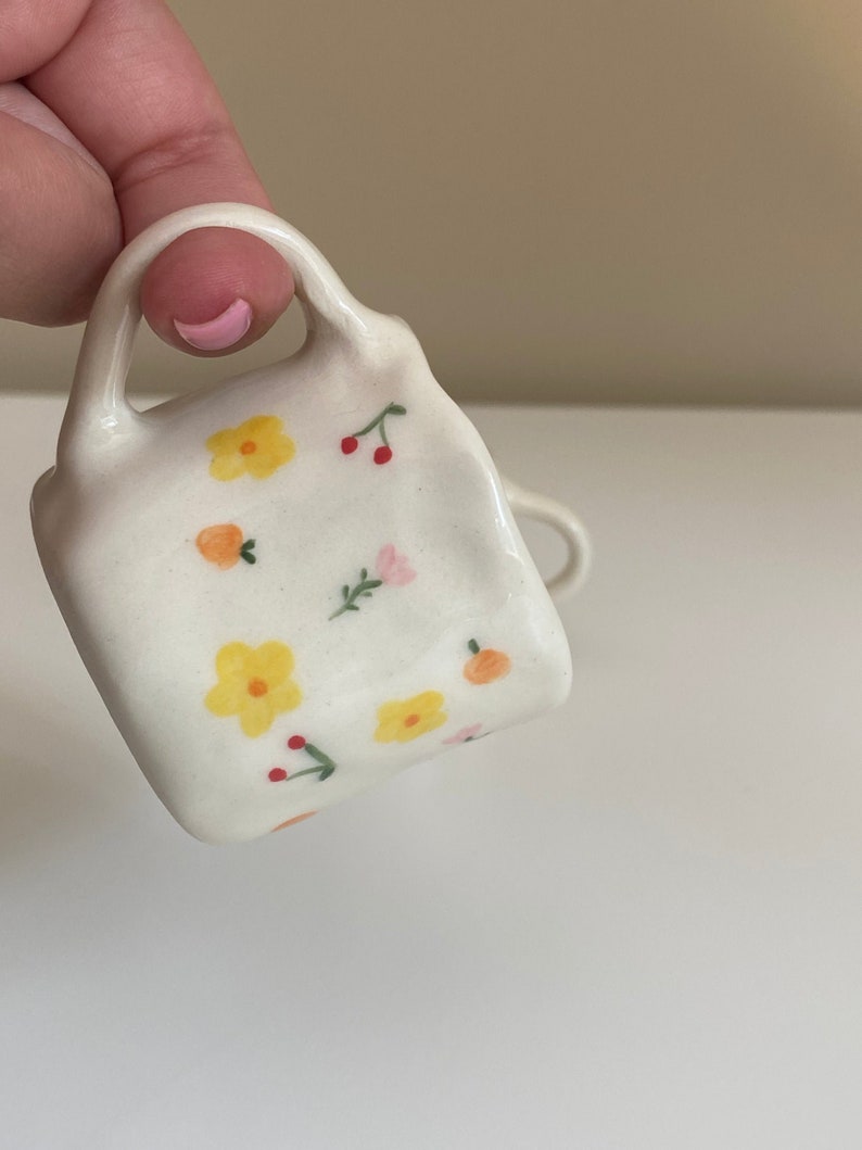 Summer Espresso Cup Set Handmade Ceramic Dainty Flower Hand Painted image 4