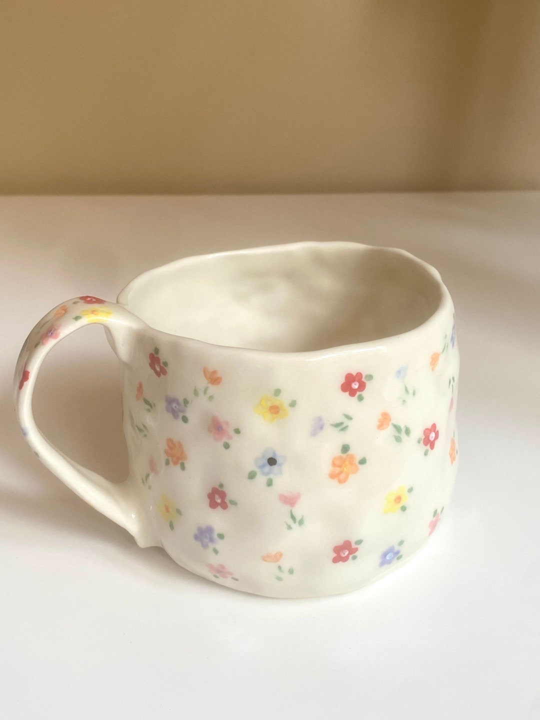 Cottagecore Flower Mug Handmade Ceramic Hand Painted Dainty - Etsy