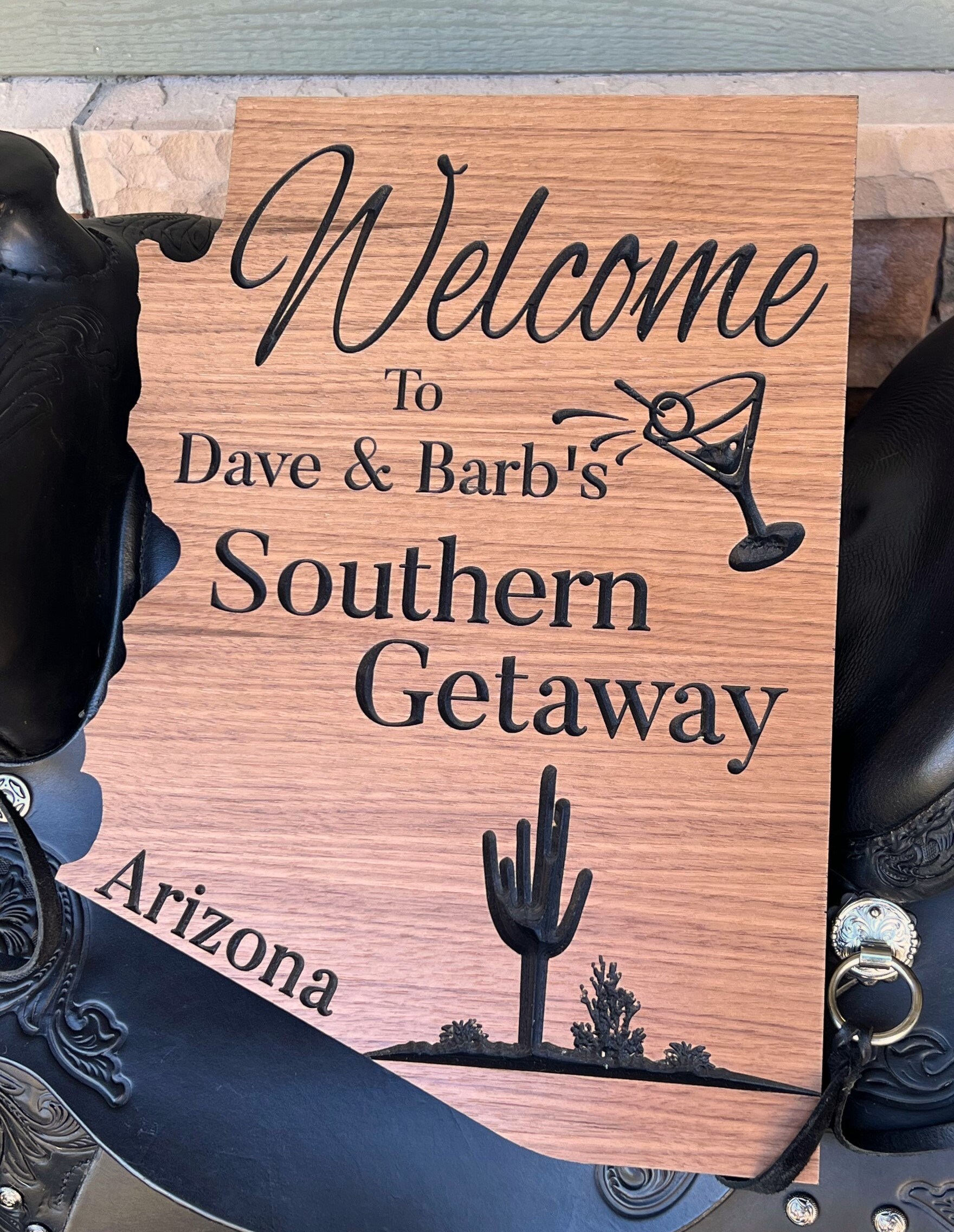 Custom State Engraved Outdoor Wood Sign, Wedding Gift, Cabin Decor