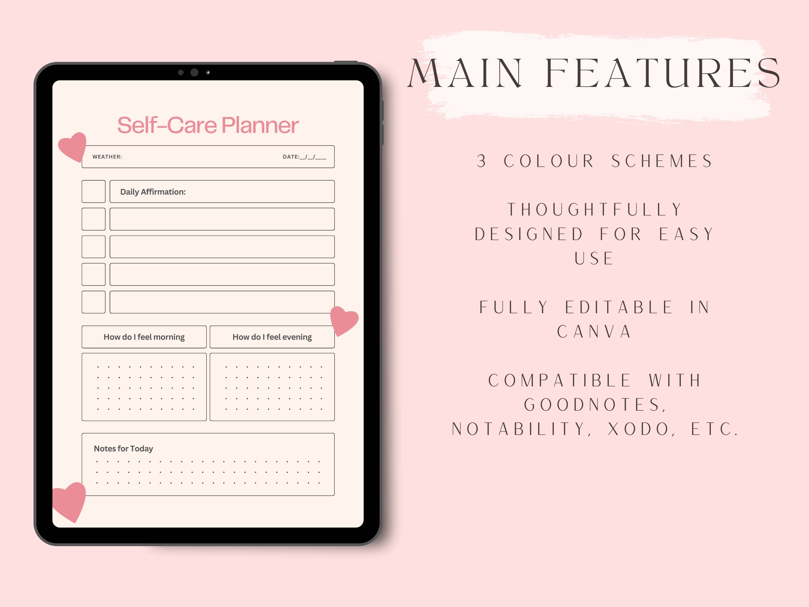 SELF CARE PLANNER Digital Planner Goodnotes Planner iPad Planner Daily ...