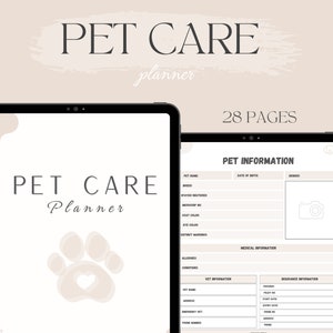 PET CARE PLANNER | Printable Pet Planner | Fillable Pet Planner | Pet Sitter Notes | Puppy Organizer