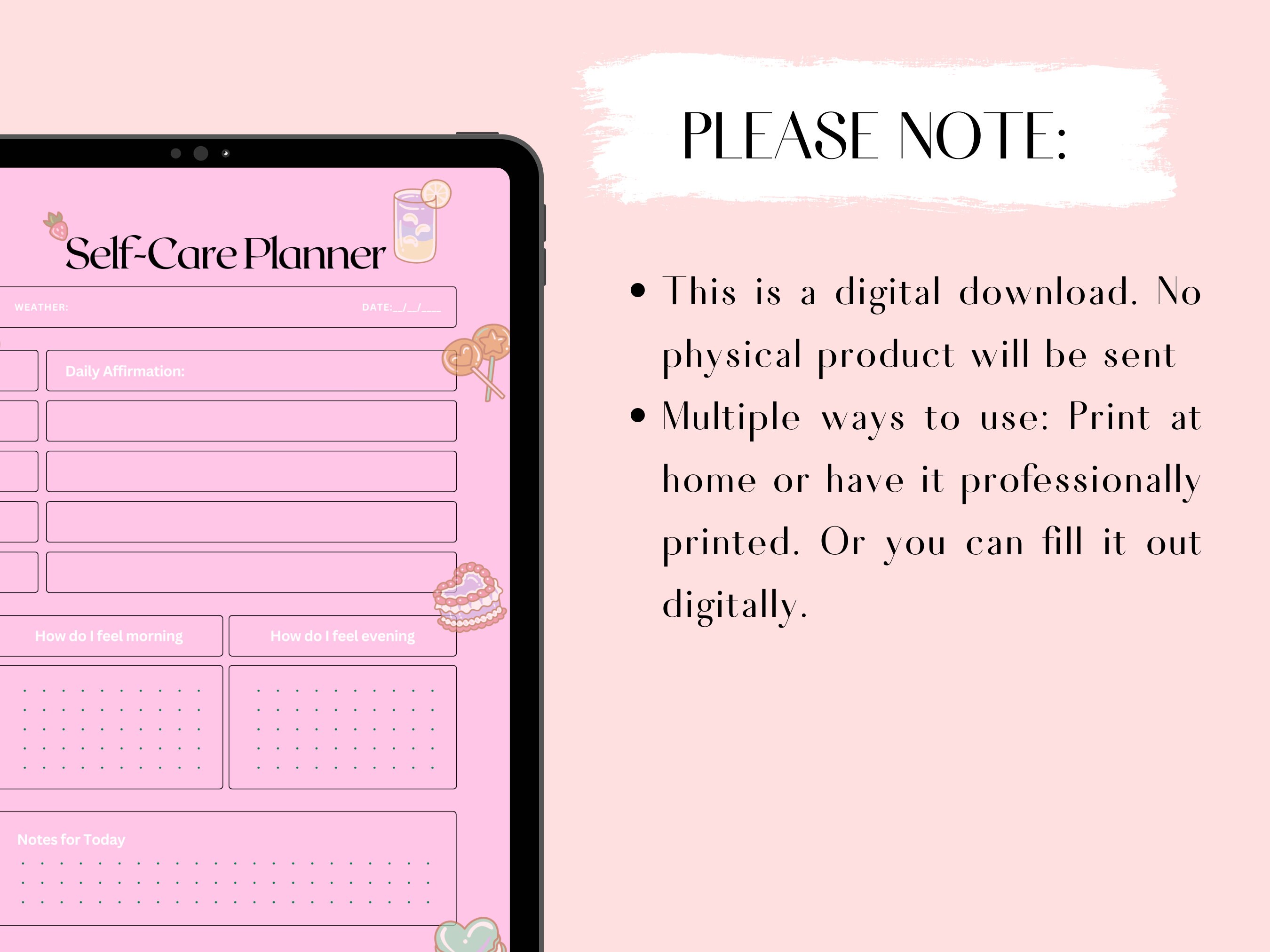 SELF CARE PLANNER Digital Planner Goodnotes Planner iPad Planner Daily ...