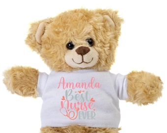 Best Nurse Ever, Nurse Teddy Bear, Nurse Graduation Gift, Customized Teddy Bear, Personalized Plush Stuffed Bear, Nurse Gift