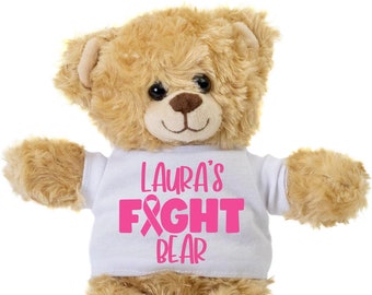 Fight Breast Cancer Bear, Cancer Warrior, Customized Teddy Bear Gift, Breast Cancer Gift, Fight Cancer, Personalized Bear, Get Well Cancer
