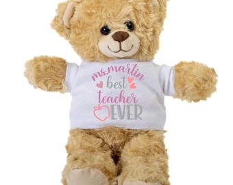 Beste leraar ooit, gepersonaliseerde leraar teddybeer, leraar graduatiegift, aangepaste teddybeer, leraar cadeau, einde van school cadeau