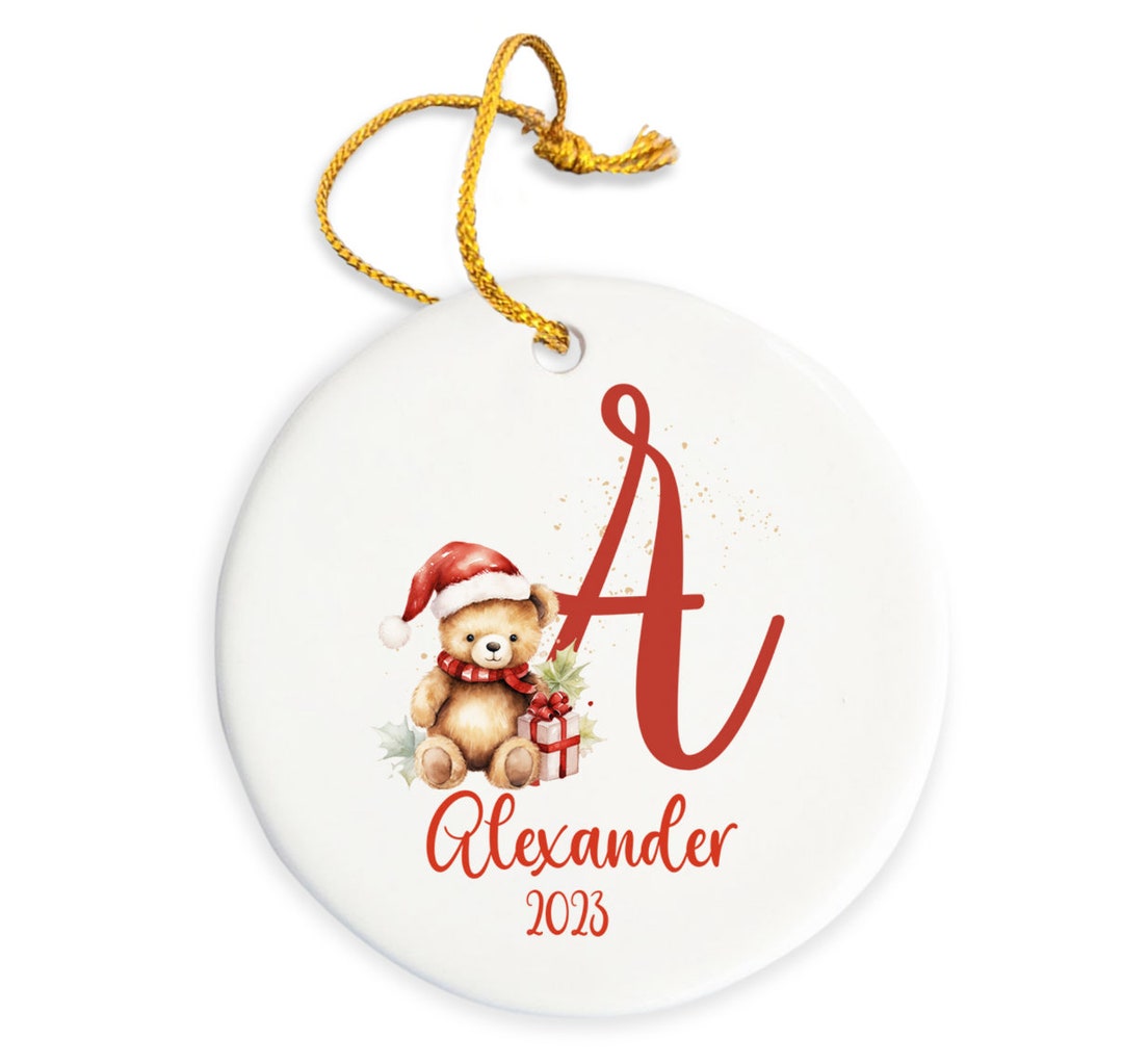 Letter Name Ornament Teddy Bear Ornament 2023 Family Etsy