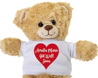 Get Well Soon, Custom Teddy Bear, Personalized Custom Plush Stuffed Bear, Birthday, Hospital Gift, Children's Hospital Gift