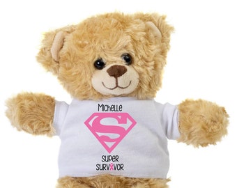 Breast Cancer Survivor Gift, Breast Cancer Gift, Teddy Bear Gift, Fight Cancer, Personalized Teddy, Plush Stuffed Bear, Get Well Cancer