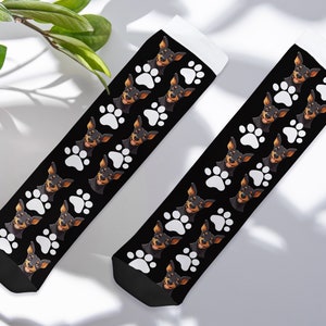 Doberman socks for kawaii dog lovers, Doberman gift, doberman dog lovers gift, Doberman mom gift, Doberman dad gift