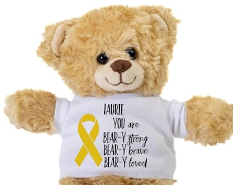 Kids "You are BEAR-Y Strong, BEAR-Y Brave, BEAR-Y Loved, Kids Cancer Gift, Fight Cancer Gift, CustomTeddy Bear Gift, Get Well Cancer