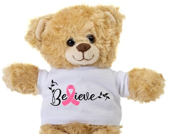 Believe Teddy Bear Gift, Breast Cancer Gift, Fight Cancer, Plush Stuffed Bear, Get Well Cancer