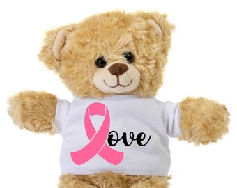 Love Teddy Bear Gift, Breast Cancer Gift, Fight Cancer, Plush Stuffed Bear, Get Well Cancer