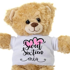 Sweet 16 Geschenk für Mädchen, Sweet 16 Teddybär, maßgeschneiderte Teddybär, personalisierte Plüsch gefüllte Bär, Sweet 16 Geschenk